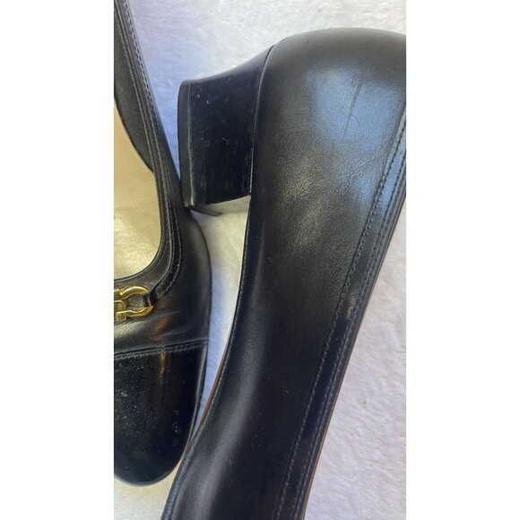 Pair of Salvatore Ferragamo Women's Pump Heels Black Patent Leather Size 10 4A - Picture 6 of 16